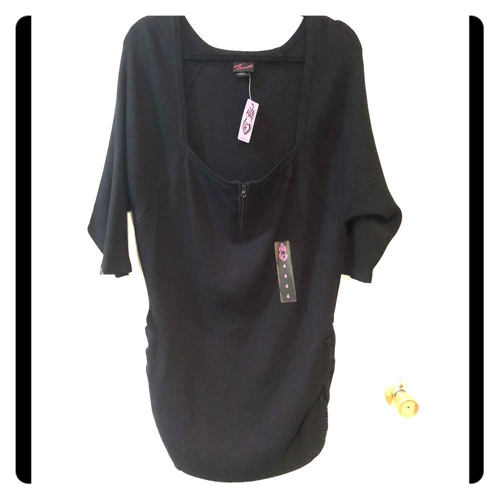 Torrid 4x black ribbed zip up cardigan 3/4 sleeves